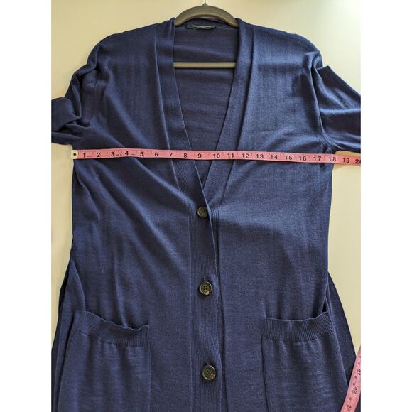 Piazza Sempione Cardigan Sweater Wool Silk Long Knit Fall Winter Blue Size S - Picture 10 of 11